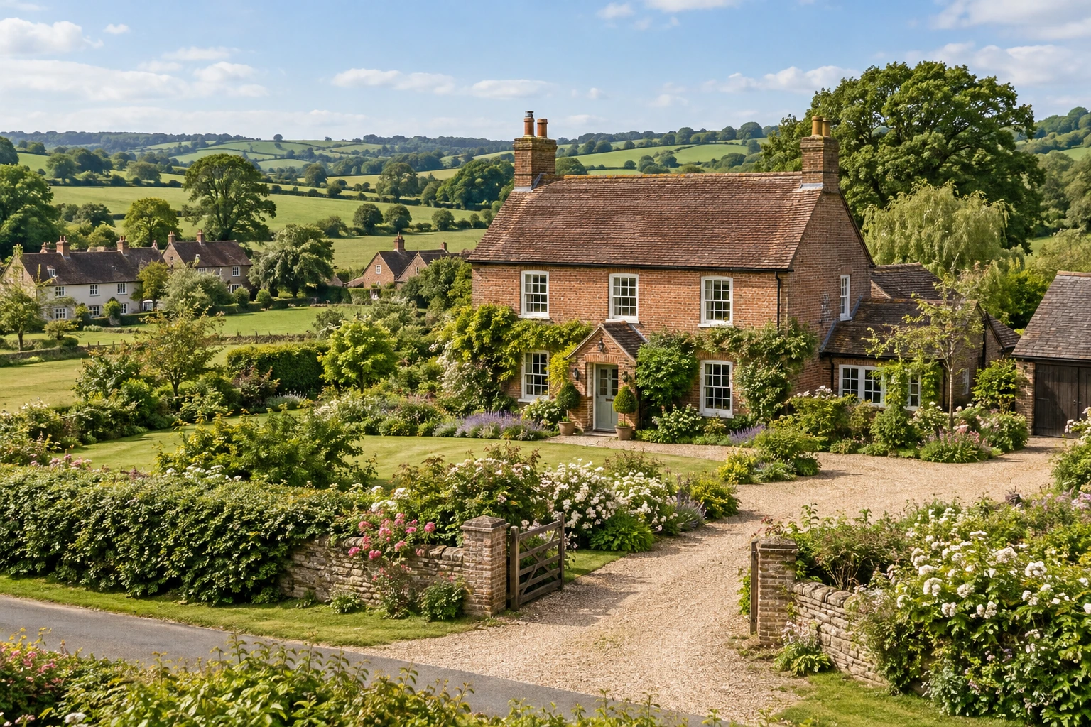 A detached home in the British countryside