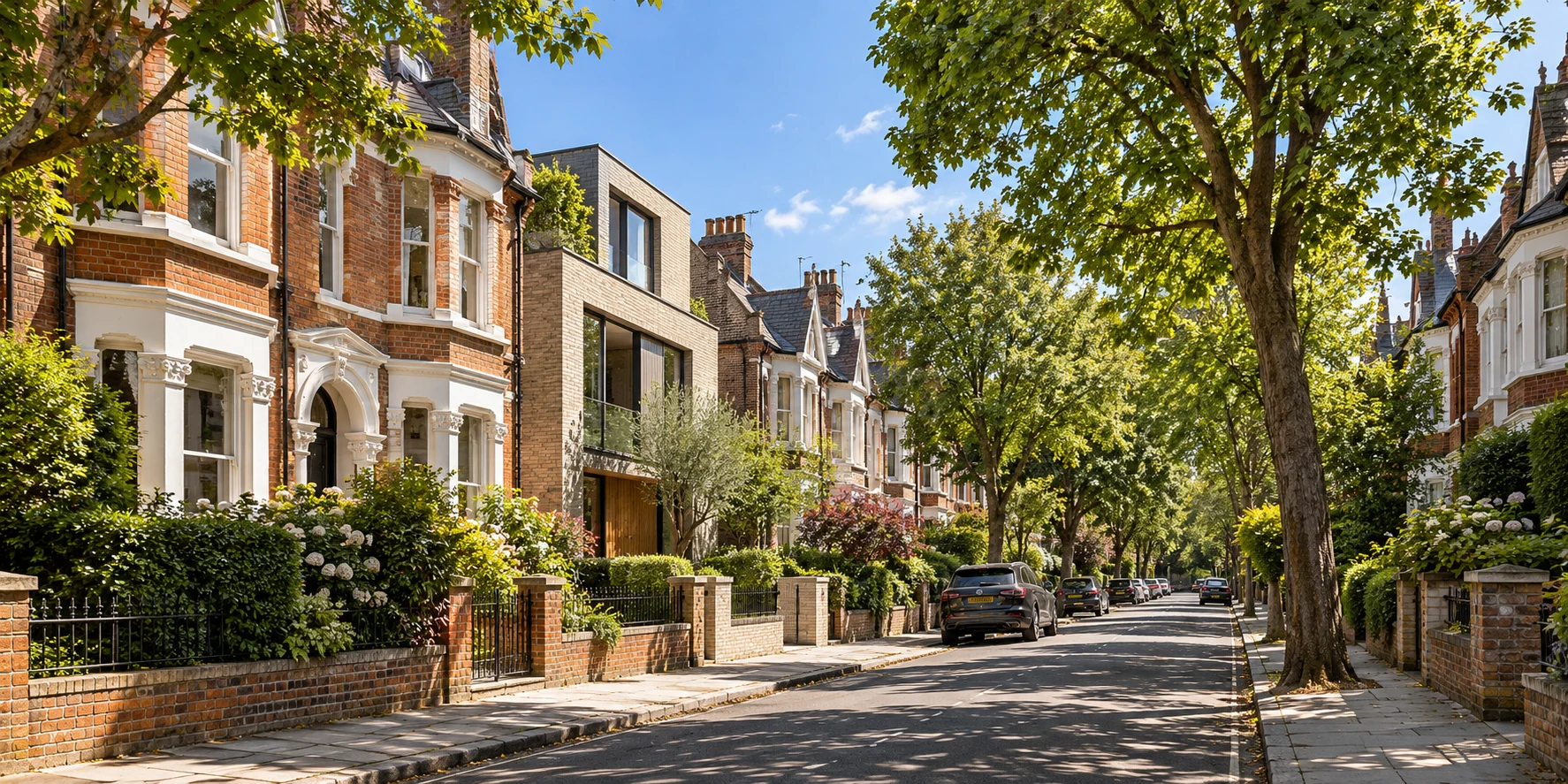Illustration of a British residential street
